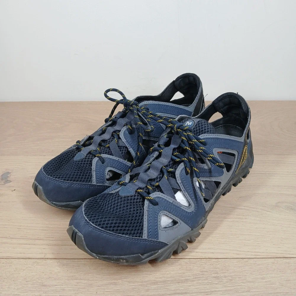 Merrell All Out Blaze Sieve Men's 11 Navy Blue Leather Mesh Hiking Water Sandals
